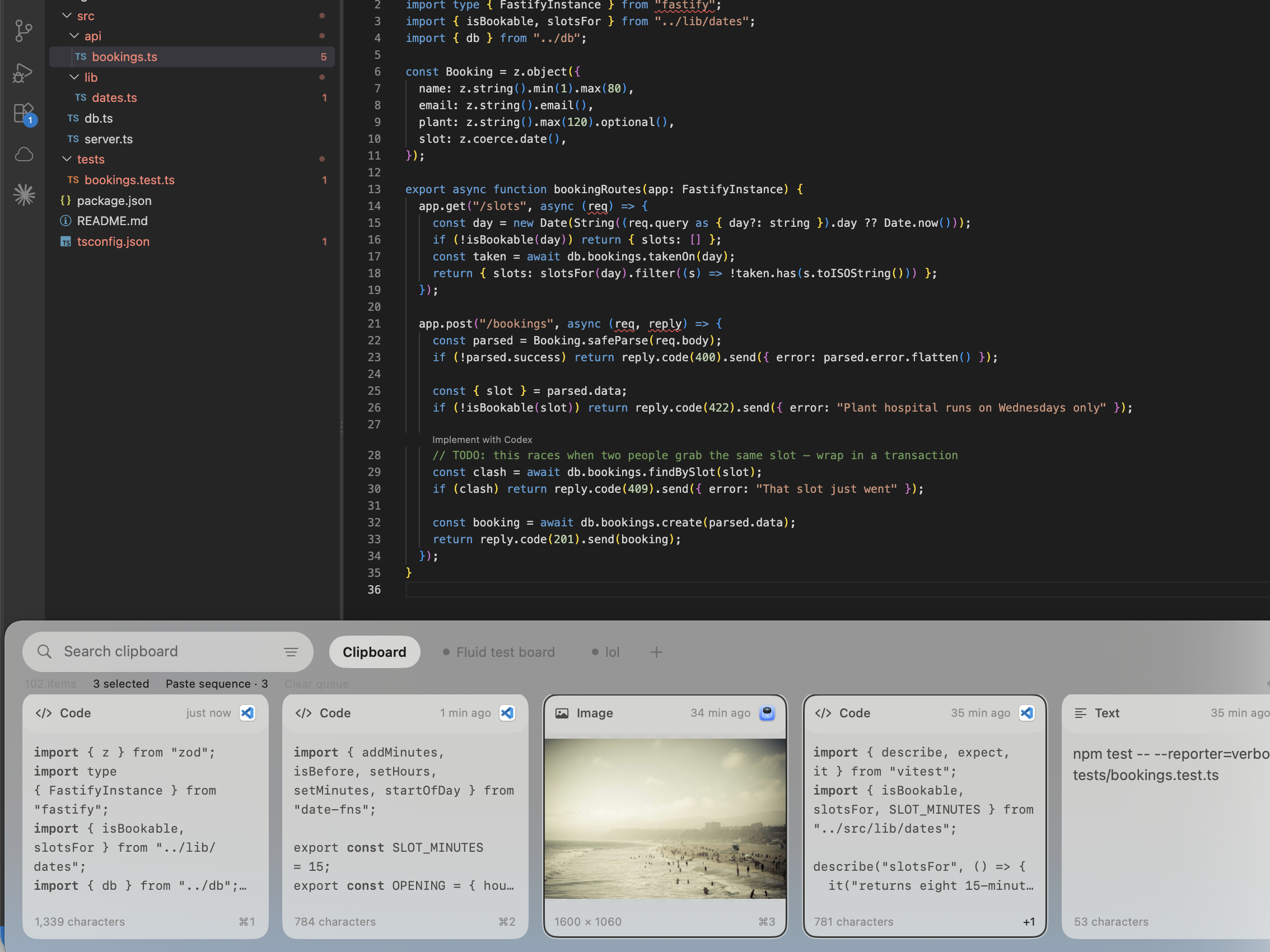 Recent copies with source icons