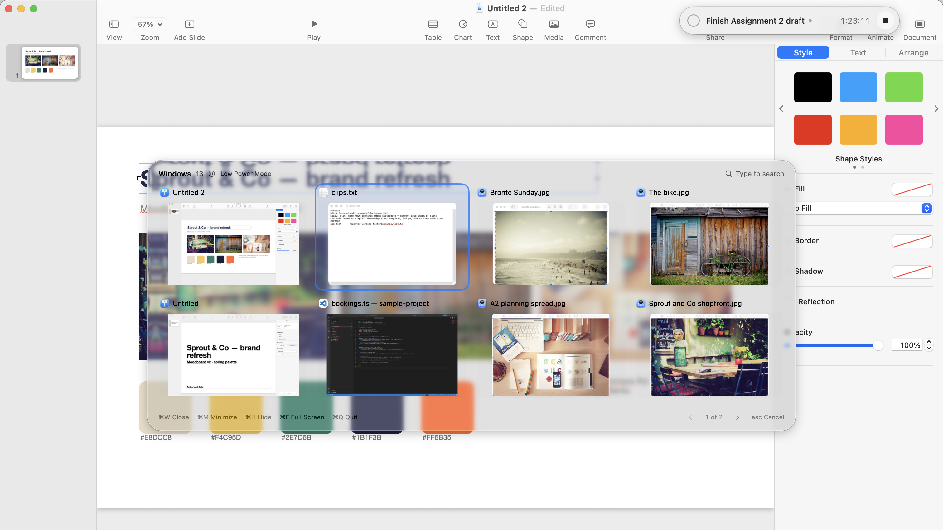 Window switcher over Keynote